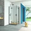 Душевой уголок Vegas Glass AFA-F Retta 100*90 02М 02 L стекло шиншилла, профиль черный, 100х90 см