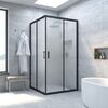 Душевой уголок Vegas Glass ZA NOVO h2000 100 02М 02 стекло шиншилла, профиль черный, 100х100 см