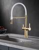Смеситель для кухни с подключением фильтра воды Rose R358G, матовое золото