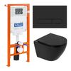 Комплект 4 в 1 Унитаз подвесной BelBagno COLORATO BB062CHR-MB с сиденьем BB062SC-MB + Система инсталляции для унитазов BelBagno BB002-80 с кнопкой смыва BB007-PR-NERO.M