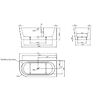 Knief Wall Corner Left Ванна акриловая в правый угол 180x80x60см, щелевой перелив SLOT (черный матовый), цвет: белый