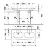 Duravit D-Code Двойная раковина для мебели, с перел.,с 1 отв. под смес., 1200x490мм, Цвет: Белый