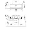 Duravit ME by Starck Раковина для мебели 1230х490 мм,   с переливом, с площадкой, с 2 отв. под смеситель, Цвет белый