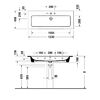 Duravit ME by Starck Раковина для мебели 1230х490 мм,   с переливом, с площадкой, с 1 отв. под смеситель по центру, Цвет белый