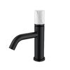 Смеситель Boheme STICK для умывальника низкий BLACK  ручка мрамор белая 121-B-MR