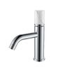 Смеситель Boheme STICK для умывальника низкий CHROME ручка мрамор белая 121-CR-MR