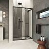 Душевая дверь Vegas-glass ZP Inside 120 02M 07 стекло графит, профиль черный матовый, 120х200 см. Размер регулировки 119-121 см.