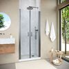Душевая дверь Vegas Glass E2P NOVO h2000 70 11 01 профиль оружейная сталь, стекло прозрачное. Размер регулировки 77,5-82,5 см