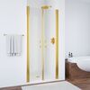 Душевая дверь в нишу Vegas Glass Е2Р 85 09 01 профиль золото глянцевое, стекло прозрачное. Размер регулировки 82,5-87,5 см.
