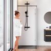 Душевая перегородка 90х195см, AM.PM X-Joy W94WI-90-F1-BTE стекло прозрачное, профиль черный матовый